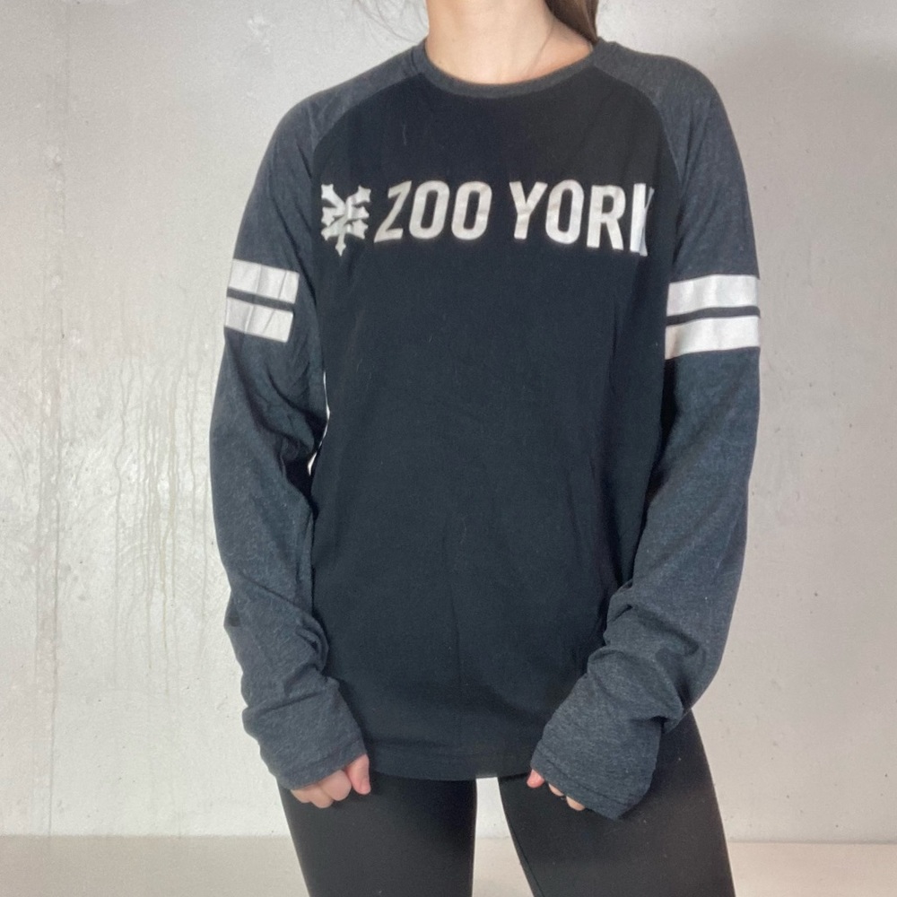Black + Gray Zoo York Long Sleeve Baseball Style Tee Shirt